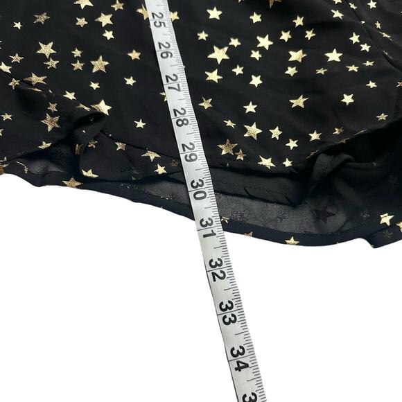 If By Sea Los Angeles | Women | Black Ruffle Gold Star Print Romper | Medium - Picture 7 of 14